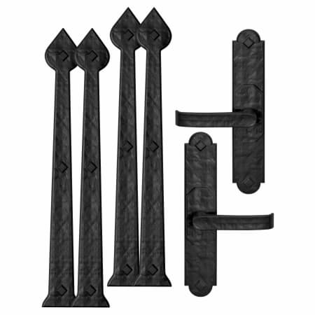 ACP Decorative Rustic Magnetic Garage Door Hardware - Carriage Lever Handles and Hinges Set - Aspen Spade Black