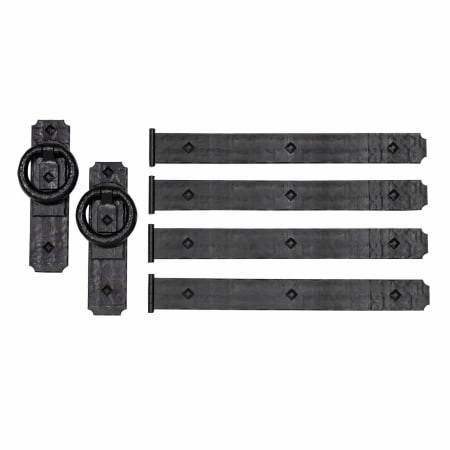ACP Decorative Rustic Magnetic Garage Door Hardware - Knocker Ring Style Handles and Hinges Black