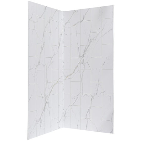 ACP Palisade 36" x 36" x 78" Vinyl Corner Shower Surround with Accessories Carrara Marble