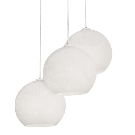 AFX Cleo 3 Light 31" Wide Multi Light Pendant with Frosted, Ribbed Glass Shades White