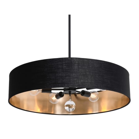 AFX Pendant 5 Light 30" Wide Crystal Pendant with Fabric Shade Black / Black / Gold