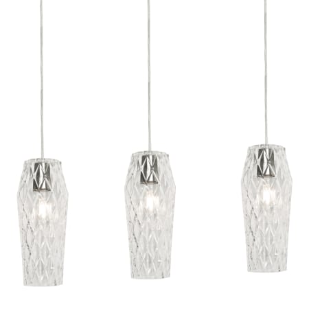 AFX Candace 3 Light 36" Wide Linear Pendant with Faceted, Clear Glass Shades Satin Nickel