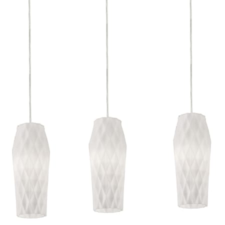 AFX Candace 3 Light 36" Wide Linear Pendant with Faceted, Frosted Glass Shades Satin Nickel
