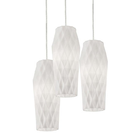 AFX Candace 3 Light 18" Wide Multi Light Pendant with Faceted, Frosted Glass Shades Satin Nickel