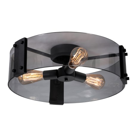 AFX Ceiling 3 Light 19" Wide Semi-Flush Drum Ceiling Fixture with Smoke Glass Shade Black