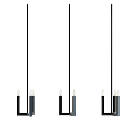 AFX Grace 3 Light 36" Wide Taper Candle Linear Pendant Black