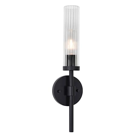 AFX Huntington 18" Tall Bathroom Sconce with Ribbed Glass Shade Black
