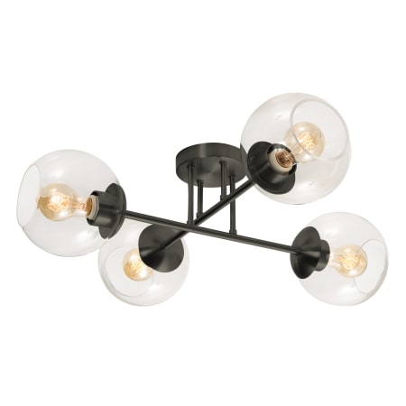 AFX Jamie 4 Light 25" Wide Semi-Flush Ceiling Fixture with Clelar Glass Shades Black
