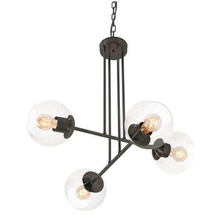 AFX Jamie 4 Light 25" Wide Chandelier with Clear Glass Shades Black