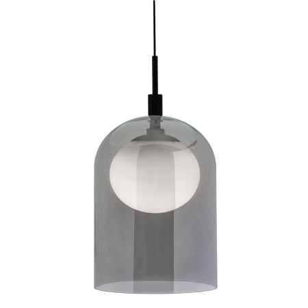 AFX Pendant 8" Wide LED Mini Pendant with Smoke Glass and Frosted Glass Shades Black
