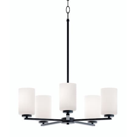 AFX Leo 5 Light 24" Wide Pillar Candle Pendant Black