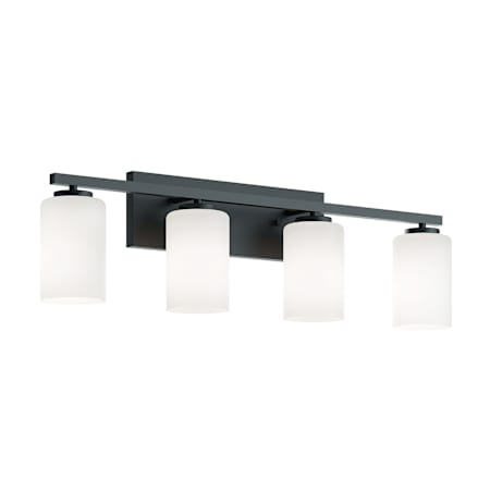 AFX Leo 4 Light 31" Wide Vanity Light with Frosted Glass Shades Black