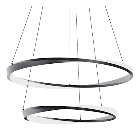 AFX Oberon 40" Wide LED 2-Tier Ring Chandelier Black