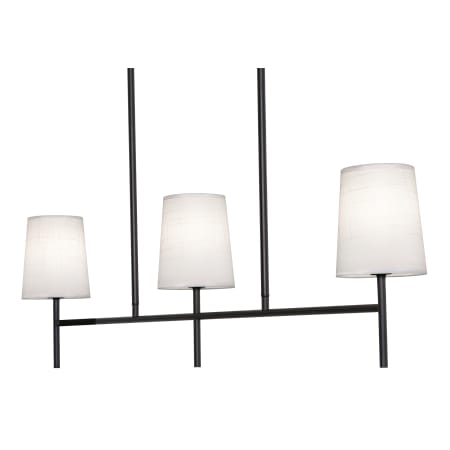AFX Rose 3 Light 36" Wide Linear Chandelier with White Linen Shades Black / White