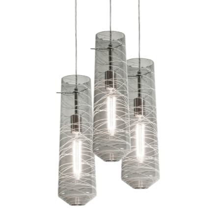 AFX Spun 3 Light 16" Wide Multi Light Pendant Satin Nickel / Smoke