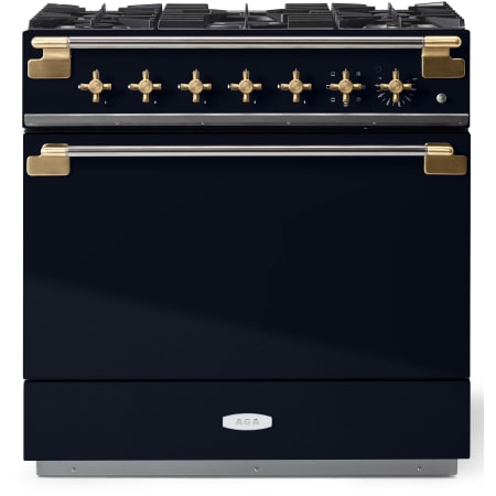 AGA Elise Series 36 Inch Wide 4.5 Cu. Ft. Free Standing Dual Fuel Range with Brass Accents Gloss Black / Brass