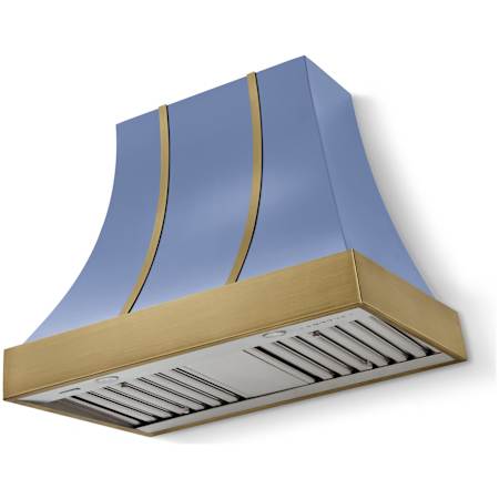AGA Cascade Series 600 CFM 36 Inch Wide Wall Mounted Range Hood with 3 Speeds and Push Button Controls Carnaby Blue