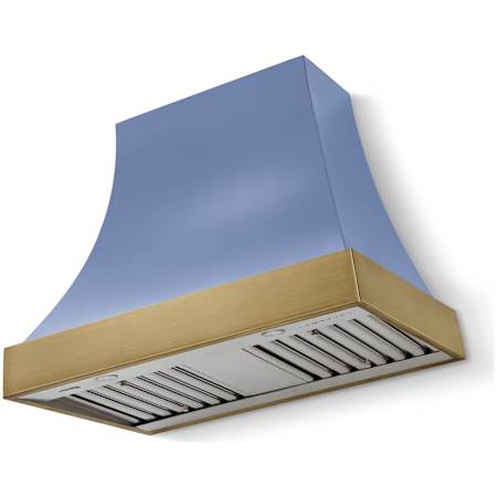 AGA Cascade Series 600 CFM 36 Inch Wide Wall Mounted Range Hood with 3 Speeds and LED Lights Carnaby Blue