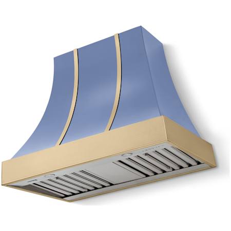 AGA Cascade Series 600 CFM 36 Inch Wide Wall Mounted Range Hood with 3 Speeds and Mounting Bars Carnaby Blue