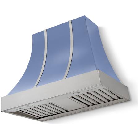 AGA Cascade Series 600 CFM 36 Inch Wide Wall Mounted Range Hood with 3 Speeds and Dishwasher Safe Filters Carnaby Blue