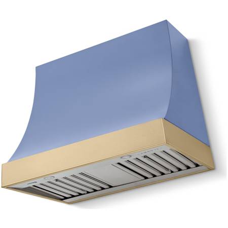 AGA Marquee Series 600 CFM 36 Inch Wide Wall Mounted Range Hood with 3 Speeds and LED Lights Carnaby Blue