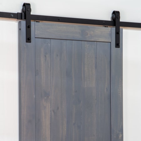 Ageless Iron Rustic Black Iron 78-3/4 Inch Barn Door / Sliding Door Hardware Roller Track and Fitting Kit Black Iron