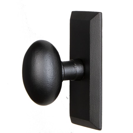 Ageless Iron Vale  - Rustic Cast Iron Non-Turning One Side Dummy Door Knob with Aeg Egg Knob Black Iron