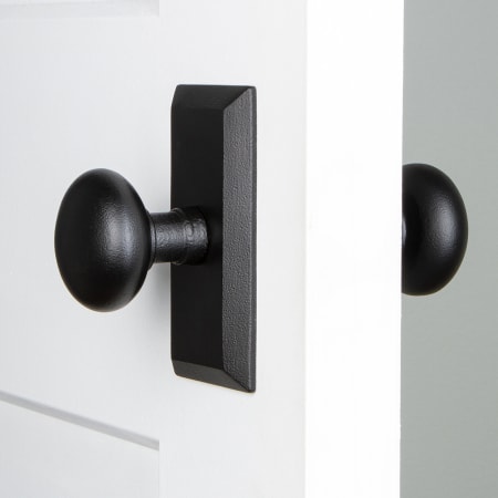 Ageless Iron Vale  - Rustic Cast Iron Non-Turning Two-Sided Dummy Door Knob Set with Keep Knob Black Iron