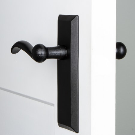 Ageless Iron Keep - Rustic Cast Iron Non-Turning Two-Sided Dummy Lever Set with Tine Scroll Lever Black Iron