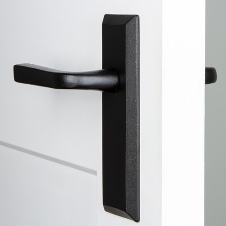 Ageless Iron Keep - Rustic Farmhouse Cast Iron Non-Turning Two-Sided Dummy Lever Set with Lance Lever Black Iron