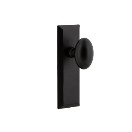 Ageless Iron Keep - Rustic Cast Iron Left Handed Privacy Door Knob Set with Aeg Oval Egg Knob and 2-3/8" Backset Black Iron