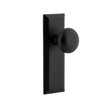 Ageless Iron Keep - Rustic Cast Iron Left Handed Privacy Door Knob Set with Aeg Knob and 2-3/4" Backset Black Iron