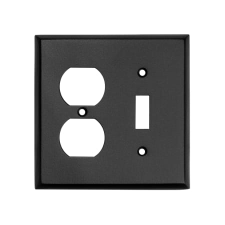 Ageless Iron Rustic Black 4.875" x 4.875" 2-Gang Combo Single Toggle Duplex Double Outlet Wall Switch Plate / Switchplate Black Iron