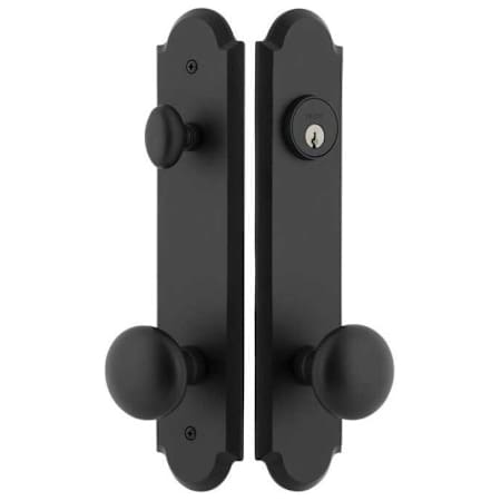 Ageless Iron Keep Keyed Entry Knob Set and Deadbolt Combo Pack with Dome Tall Rose - 2-3/8" Backset Black Iron