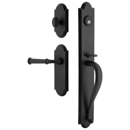 Ageless Iron Dome Left Handed One Piece Dummy Set A Grip Handleset with Cannon Interior Lever and Dome Long Interior Trim Black Iron