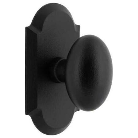 Ageless Iron Aeg Passage Door Knob Set with Vault Rose and 2-3/4" Backset Black Iron