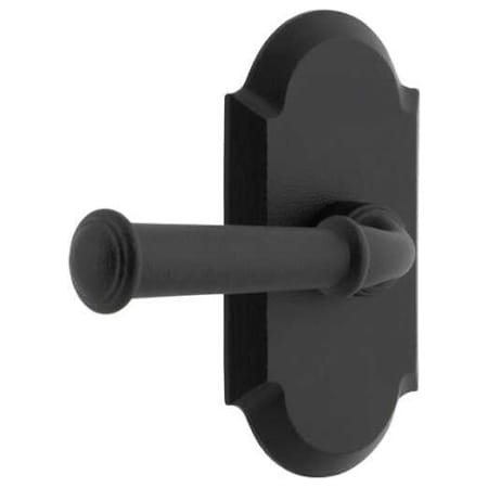 Ageless Iron Cannon Left Handed Privacy Door Lever Set with Vault Rose and 2-3/8" Backset Black Iron