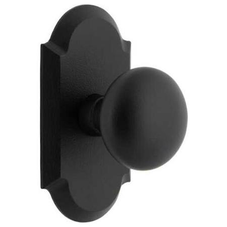 Ageless Iron Keep Privacy Door Knob Set with Vault Rose and 2-3/8" Backset Black Iron