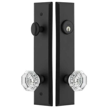 Ageless Iron Krystall Keyed Entry Knob Set and Deadbolt Combo Pack with Keep Tall Rose - 2-3/8" Backset Black Iron