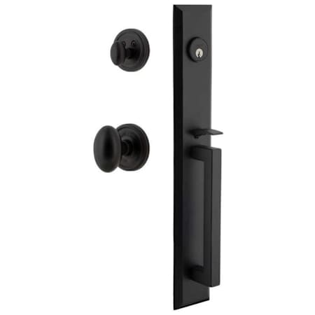 Ageless Iron Keep One Piece Dummy Set D Grip Handleset with Aeg Interior Knob and Loch Interior Trim Black Iron