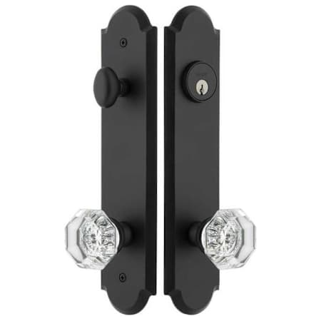 Ageless Iron Krystall Keyed Entry Knob Set and Deadbolt Combo Pack with Dome Tall Rose - 2-3/4" Backset Black Iron