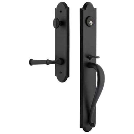 Ageless Iron Dome Left Handed One Piece Keyed Entry A Grip Handleset with Cannon Interior Lever and Dome Tall Interior Trim - 2-3/4" Backset Black Iron