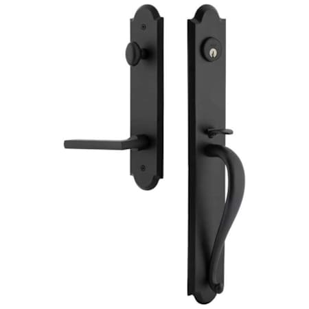 Ageless Iron Dome Left Handed One Piece Keyed Entry A Grip Handleset with Dirk Interior Lever and Dome Tall Interior Trim - 2-3/4" Backset Black Iron