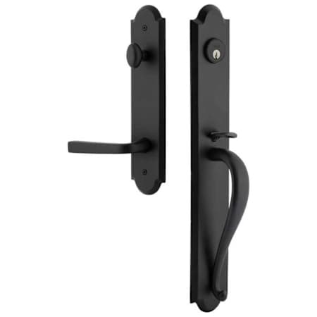 Ageless Iron Dome Left Handed One Piece Keyed Entry A Grip Handleset with Lance Interior Lever and Dome Tall Interior Trim - 2-3/8" Backset Black Iron