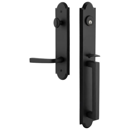 Ageless Iron Dome Right Handed One Piece Keyed Entry D Grip Handleset with Lance Interior Lever and Dome Tall Interior Trim - 2-3/4" Backset Black Iron