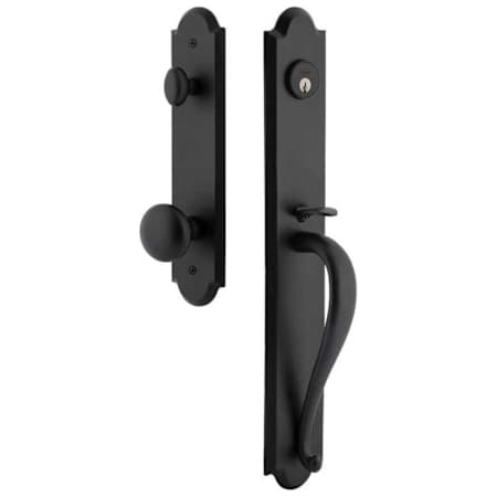 Ageless Iron Dome One Piece Dummy Set A Grip Handleset with Keep Interior Knob and Dome Tall Interior Trim Black Iron