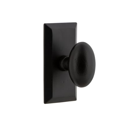 Ageless Iron Vale  - Privacy Door Knob Set with 2-3/8" Backset - Powder Coated Matte Black Rustic Cast Iron Black Iron