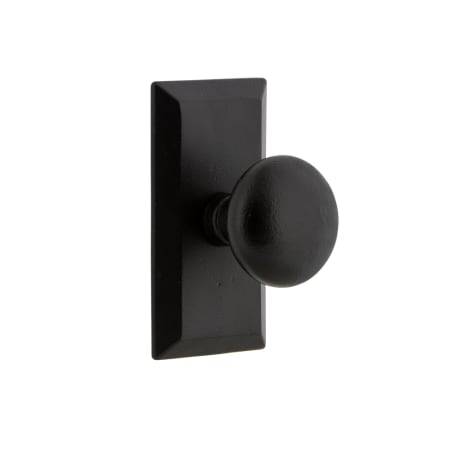 Ageless Iron Vale  - Rustic Cast Iron Privacy Door Knob Set with Keep Knob and 2-3/4" Backset Black Iron