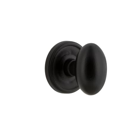 Ageless Iron Loch - Rustic Cast Iron Passage Oval Egg Door Knob Set 2-3/4" Backset Black Iron