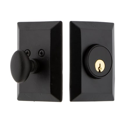 Ageless Iron Keep - Rustic Cast Iron Single Cylinder Keyed Entry Deadbolt with 2-3/8" Backset Black Iron